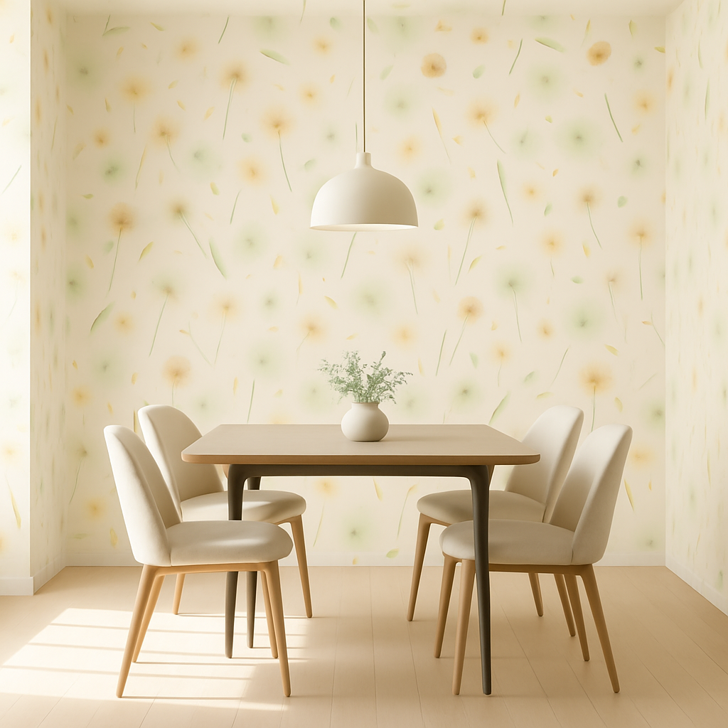 Papier Peint Pissenlits et Fleurs Sauvages Aquarelle