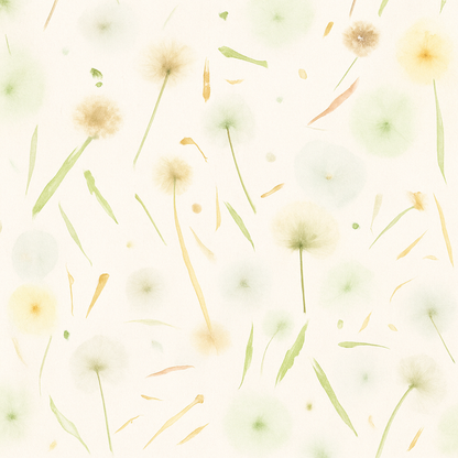 Papier Peint Pissenlits et Fleurs Sauvages Aquarelle