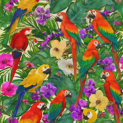 Papier peint Oiseaux brillants et Perroquets tropicaux