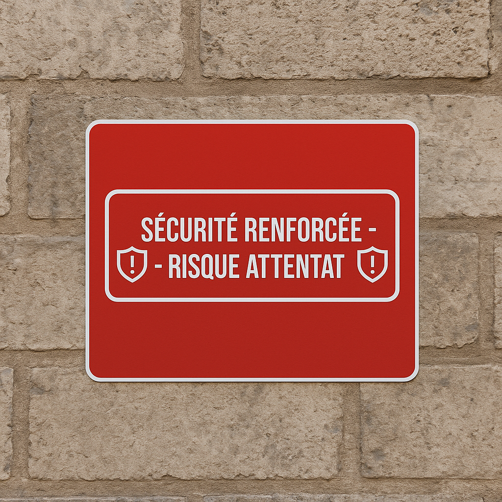 Sticker Sécurité Renforcée - Risque Attentat 20x20 cm