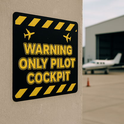 Sticker Voiture Aéroport - Warning Only Pilot Cockpit