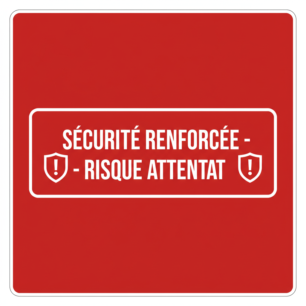 Sticker Sécurité Renforcée - Risque Attentat 20x20 cm