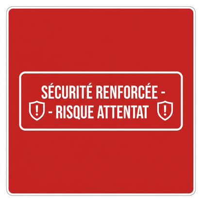Sticker Sécurité Renforcée - Risque Attentat 20x20 cm