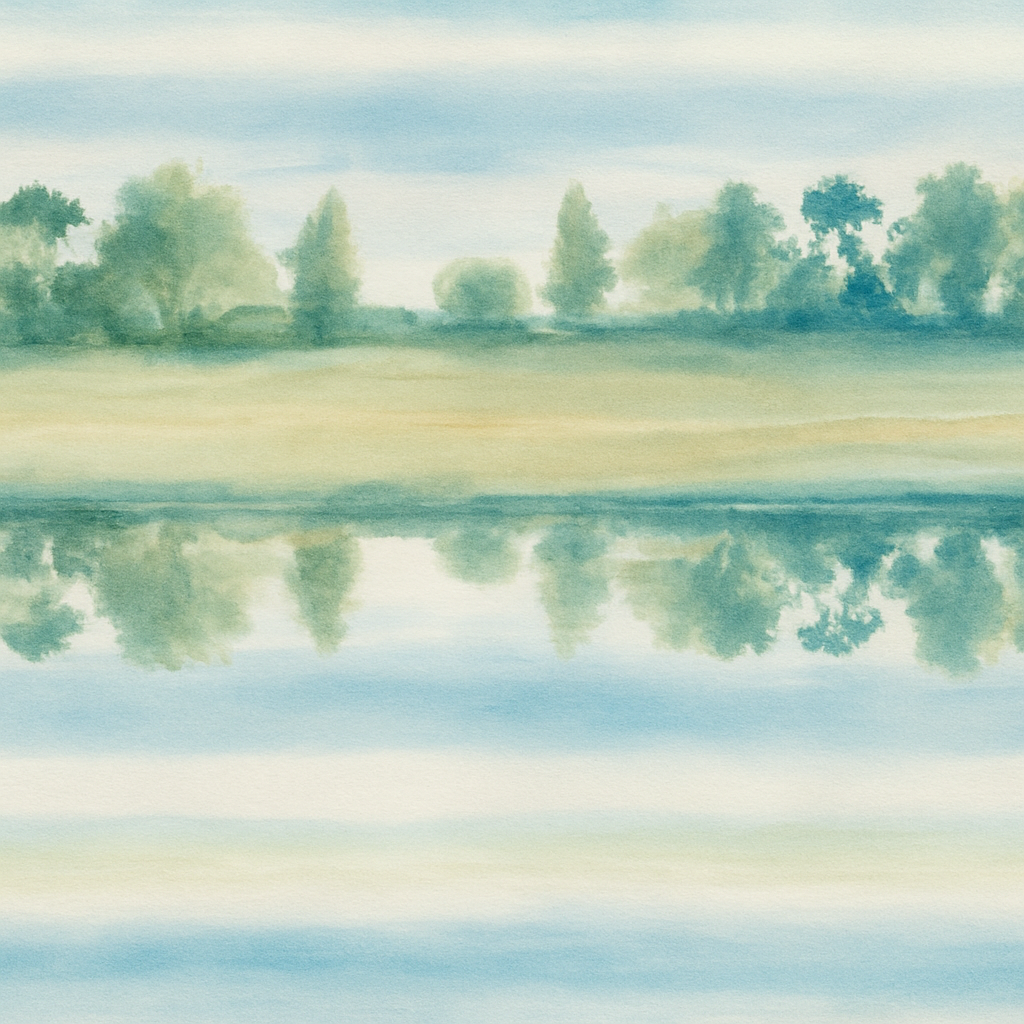 Papier Peint Arbres Aquarelle au-dessus du Lac