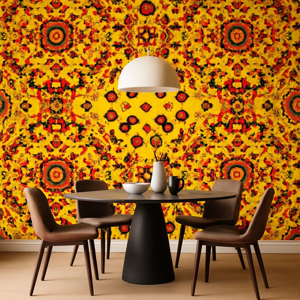 Motif Rétro Pop Seventies aux Couleurs Chaudes