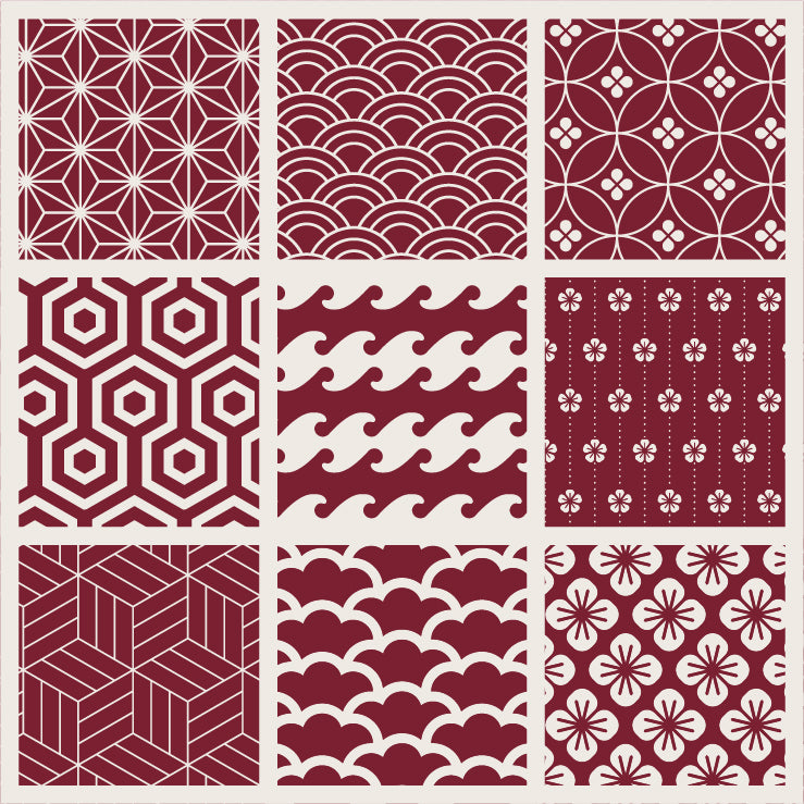 PLANCHE DE 9 ADHÉSIF CARRELAGE - DÉCORATION DE CARREAUX - CARREAU BORDEAUX
