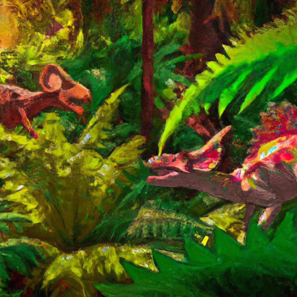 Papier peint Les dinosaures dans la forêt tropicale