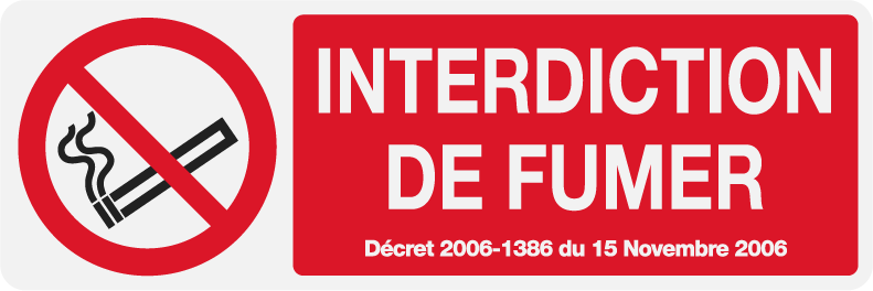 Panneau PVC Diamètre 10x30cm interdit de Fumer rectangle épaisseur 3mm