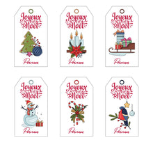 Noël Etiquettes cadeaux - Dessins de Noël. Lot de 6 à personnaliser