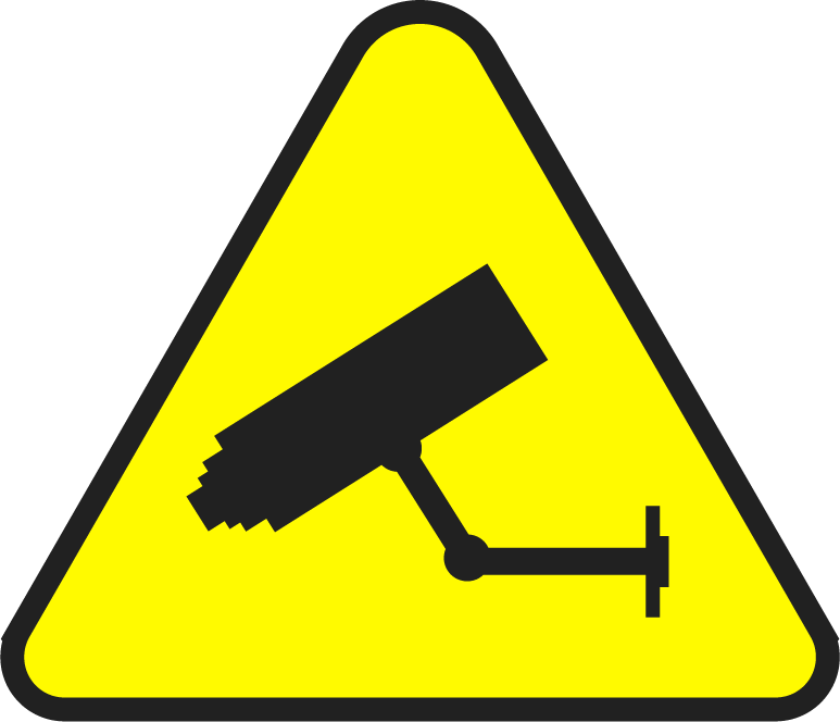 Panneau PVC 3mm 12x10cm Caméra de surveillance triangle jaune