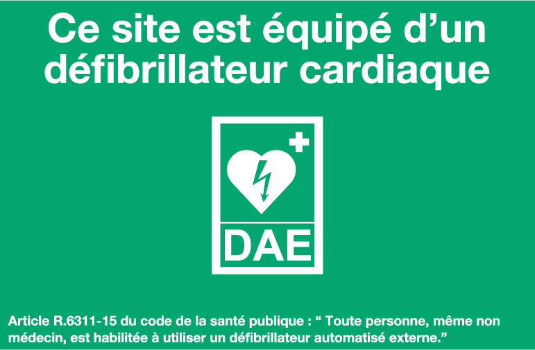 Panneau PVC Diamètre 18x24cm Ce site est équipé d’un défibrillateur cardiaque DAE épaisseur 3mm