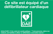 Panneau PVC Diamètre 12x16cm Ce site est équipé d’un défibrillateur cardiaque DAE épaisseur 3mm