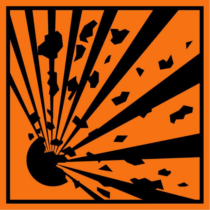 Autocollant Stickers Diamètre 20x20cm Danger d’explosion orange