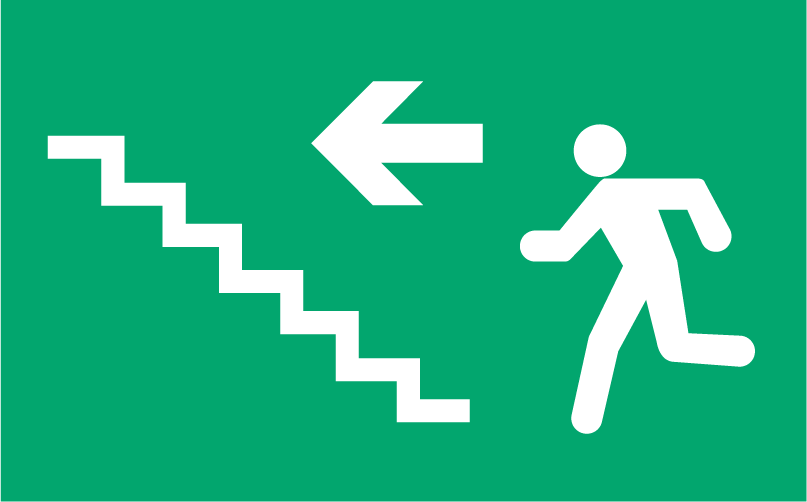 Autocollant Stickers Diamètre 24x8cm  Evacuation escalier gauche