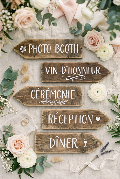 Sticker Panneaux directionnels Mariage Personnalisés
