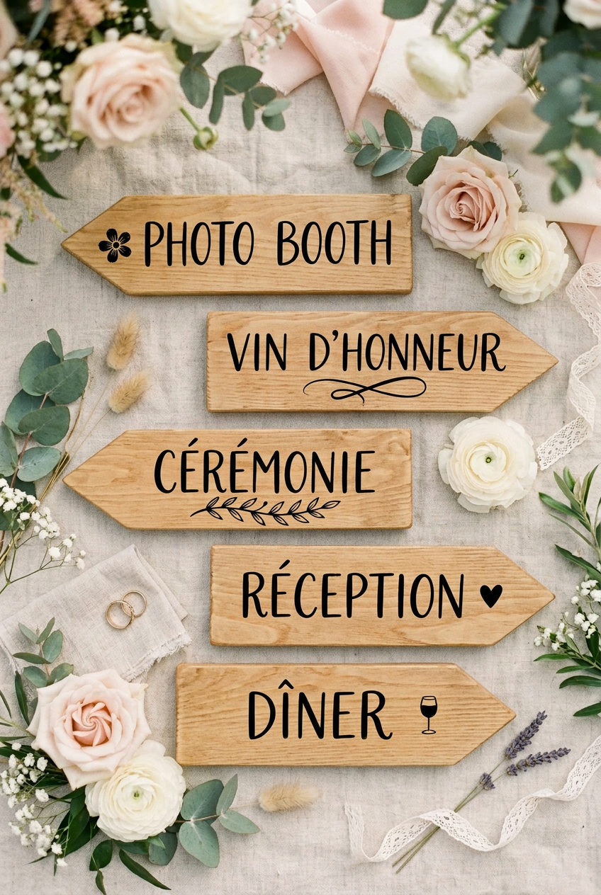 Sticker Panneaux directionnels Mariage Personnalisés