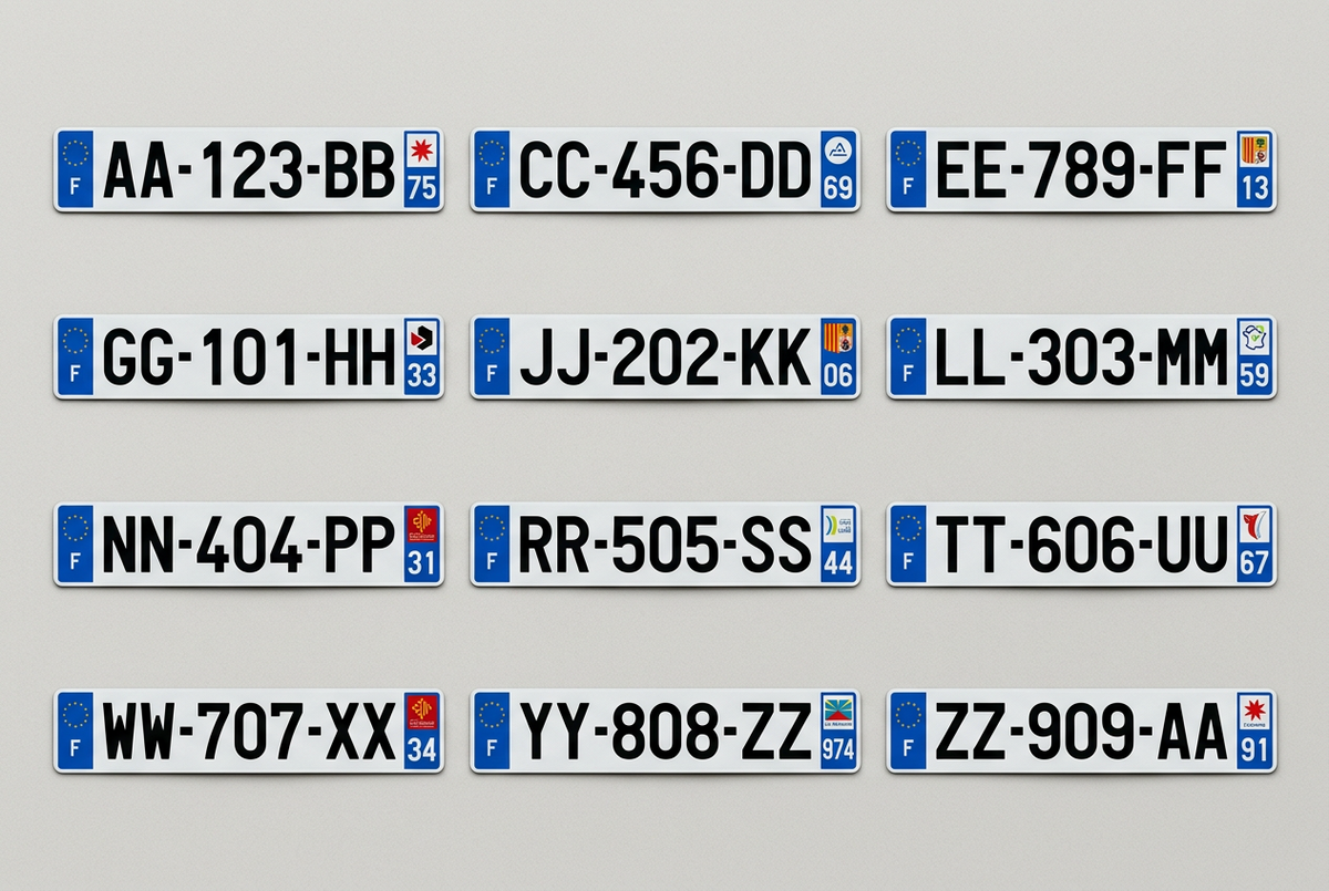 4 Stickers plaque immatriculation Auto