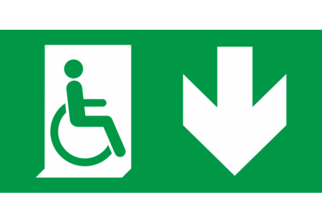 Sortie de secours handicapé bas - Signalétique accessible