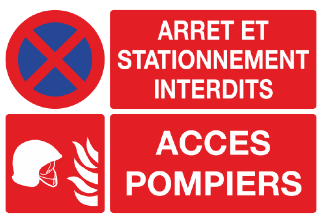 Sticker Accès Pompiers - Arrêt et Stationnement Interdits