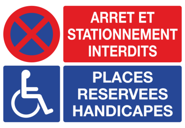 Sticker Arrêt et Stationnement Interdits - Places Handicapés