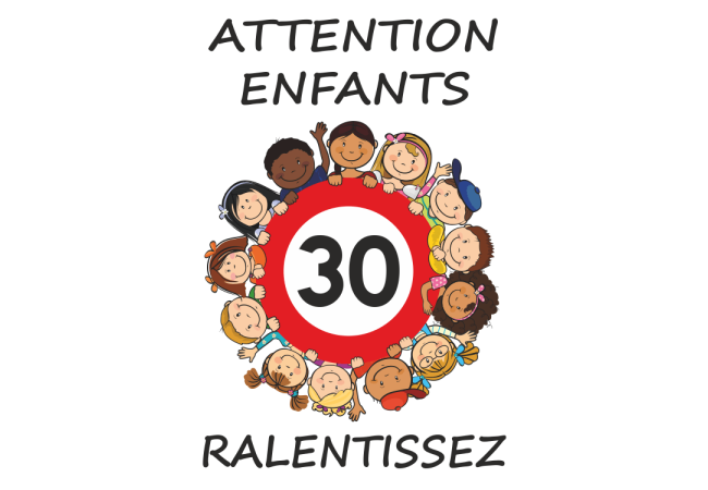 Sticker Attention enfants ralentissez - Signalétique