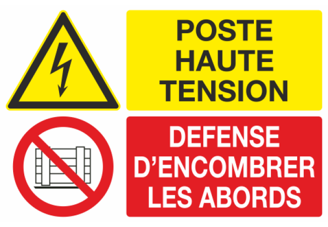 Sticker Avertissement Poste Haute Tension - Défense d'Encombrer