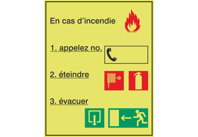 Sticker Consigne Incendie – Procédures d'Évacuation