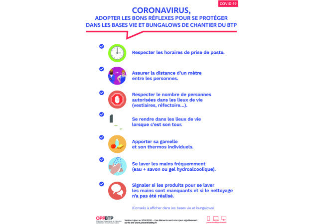 Sticker Consignes Sanitaires BTP - Affichage Obligatoire
