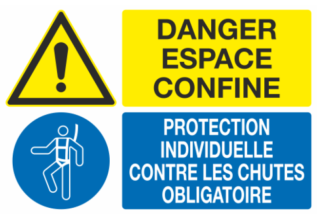 Sticker Danger Espace Confiné - Protection Chute Obligatoire