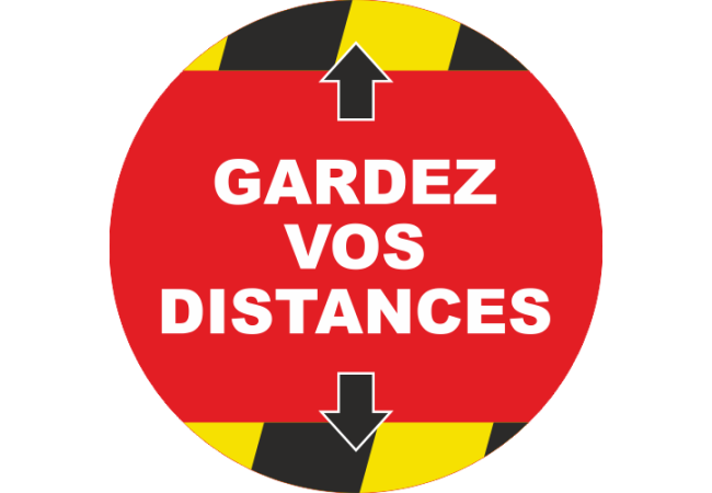 Sticker distanciation sociale rond – Signalétique COVID-19