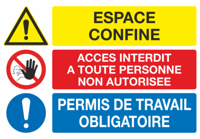 Sticker Espace Confiné - Accès Interdit & Permis Obligatoire