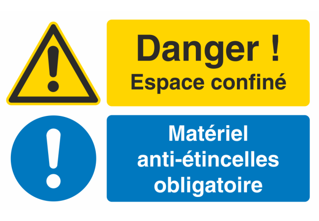 Sticker Espace Confiné - Matériel Anti-étincelles Obligatoire