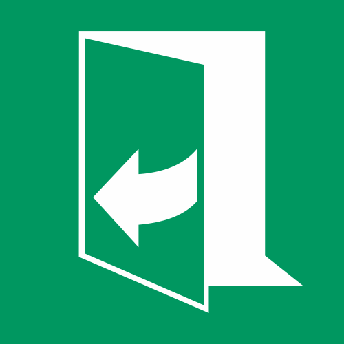 Sticker ISO 7010 E058 – Ouverture porte tirée à droite