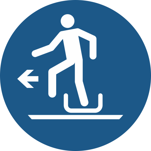 Sticker ISO 7010 M050 – Descendre à gauche du traîneau