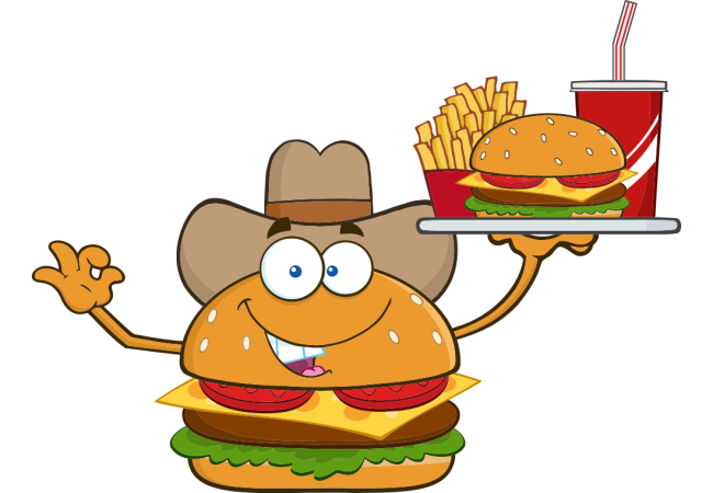 Sticker Mascotte Hamburger pour Fast-Food