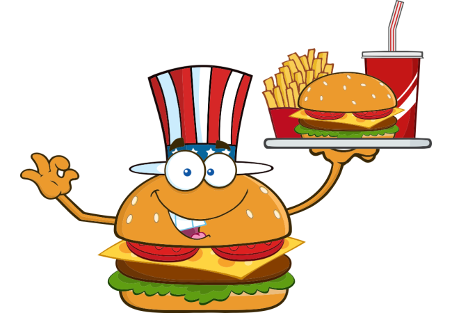 Sticker Mascotte Hamburger pour Restauration Rapide
