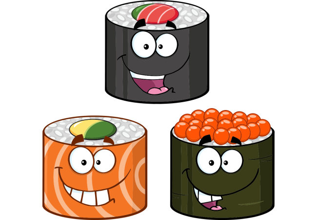 Sticker Mascotte Sushi Amusant