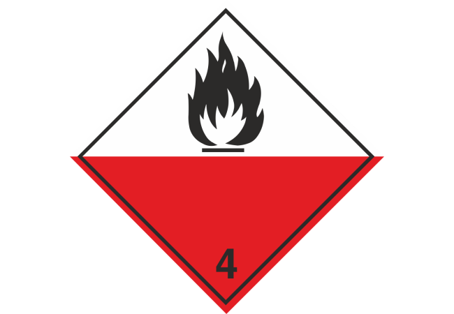 Sticker Matières Auto-inflammables - Norme Transport