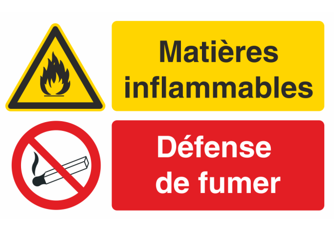 Sticker Matières Inflammables + Défense de Fumer