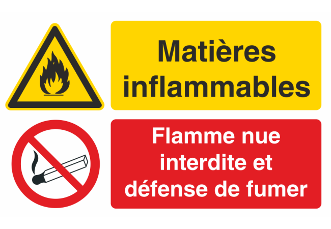 Sticker Matières Inflammables + Interdiction de Fumer