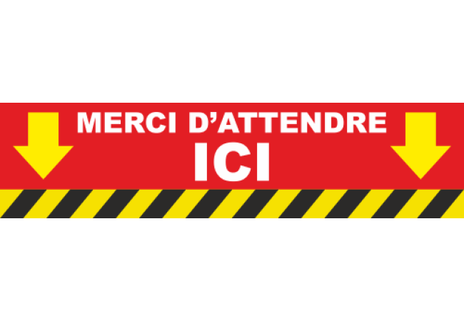 Sticker « Merci d'attendre ici » - Signalétique distanciation
