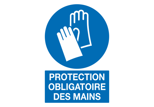 Sticker Obligation Protection des Mains - Norme ISO 7010
