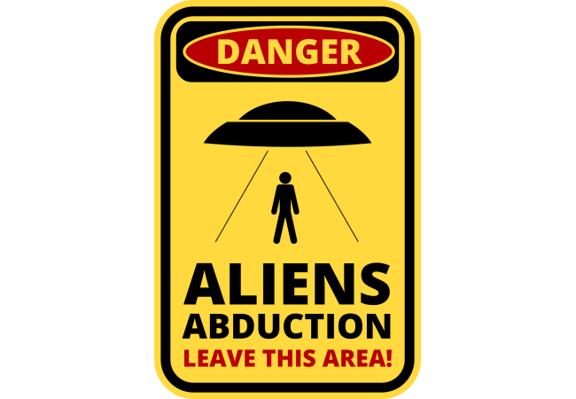 Sticker Panneau Danger Enlèvement Extraterrestre