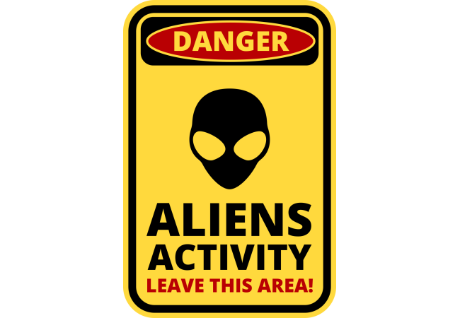 Sticker Panneau Danger Extraterrestre - Signalétique Avertissement