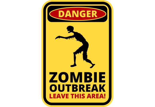Sticker Panneau Danger Zombie – Signalétique Humoristique
