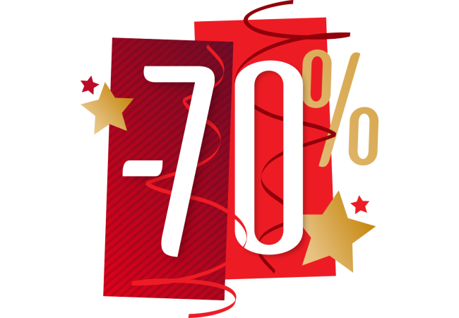 Sticker Promo Soldes -70% Fêtes