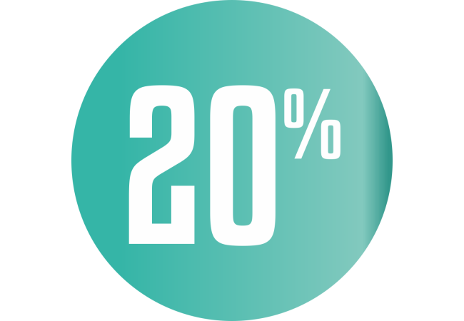 Sticker Promotion 20% Rond Bleu