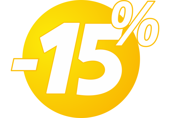 Sticker Promotion Soldes 15% Design Bulles Jaunes