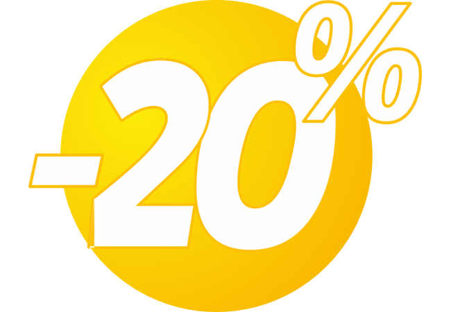 Sticker Promotion Soldes -20% Bulles Jaunes