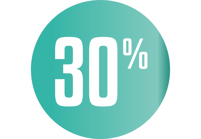Sticker Promotion Soldes 30% Cercle Bleu